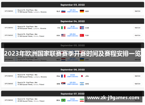 2023年欧洲国家联赛赛季开赛时间及赛程安排一览 2023年欧洲国家联赛赛季开赛时间及赛程安排一览